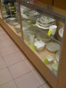You know you're at the Brookdale Macy's when... Corelle dinnerware is locked up in a fine jewelry case